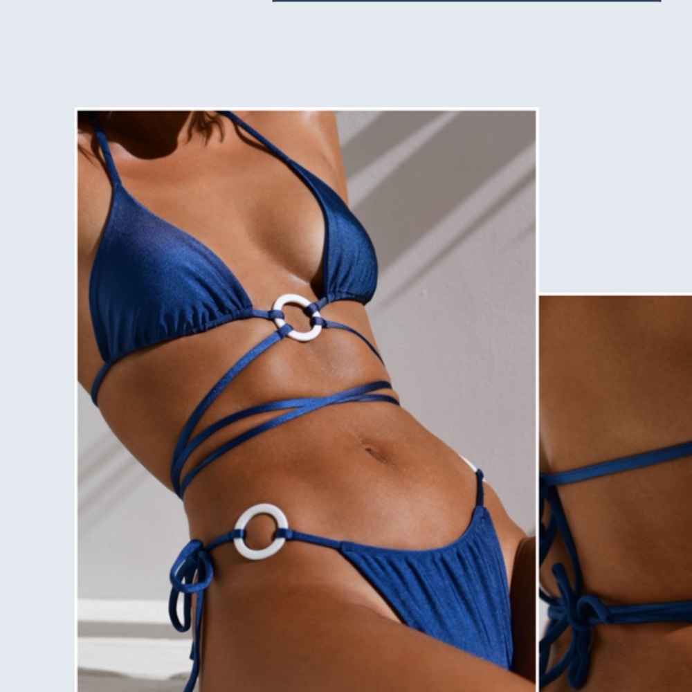 Ziggy metallic deep blue / matte reversible bikini top VDM the label